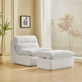 Modern Compressed Lounge Chair with Ottoman, Cozy Corduroy Recliner for Small Spaces, Living Room, 15564665