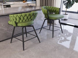 26" Bar Chair Linen Woven Bar Stool Set of 2,Black legs Barstools No Adjustable Kitchen Island 80680891