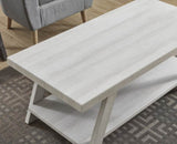 ZNTS Athens Contemporary Wood Shelf Coffee Table in White Finish T2574P164643