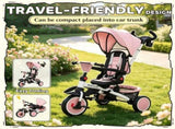 Pink 6-in-1 Convertible Kids Tricycle 1-5Y Stroller Trike with Adjustable Push Handle, Removable 02308222