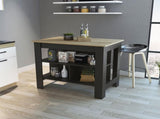 Rockaway 3-Shelf Kitchen Island Black Wengue and Light Oak B06280048
