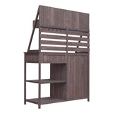 Brown Fir Wood Potting Bench - 5-Drawer Garden Workstation with Slatted Back Panel & Storage Cabinet N769P282380B