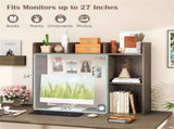 Oak Desktop Bookshelf for 27''/68.58cm Monitor, 93.9825.4073.66cm Engineered Wood Desk Hutch with 33957897