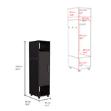 Cluster 63" Tall Wardrove One-Door Cabinet with Mirror, Three Shelves, Casters and Hanging Rod, B070P210733