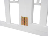 Twin Size Wood Floor Bed Frame with Fence and Door, White WF299299AAK