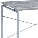 ZNTS Grey and Silver Writing Desk with Metal Sled Base B062P184549