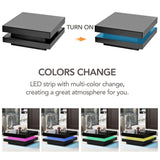 ON-TREND High Gloss Minimalist Design with LED Lights, 2-Tier Square Coffee Table, Center Table for WF295997AAB