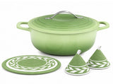7.5QT Round Enameled Pot with Stainless Steel Handle Green Gradient 77337136