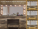 9-Drawer Table Set with 12 Tri-Color Light Bulbs and Power Strip Glass-Topped Particleboard 83721046