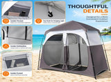 2-Person Pop Up Changing Tent, Dark Brown Portable Outdoor Shower Tent with 2 Rooms 2 Doors, Instant 29697306