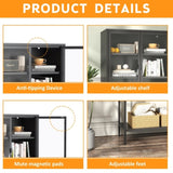 59"H Heavy Duty Metal Storage Cabinet,Sideboards & Buffet,Display Storage Cabinet with Glass Doors W2735P186329