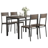 ZNTS Dark Brown and Matte Black 5-Piece Dining Set B062P153838