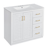 36'' Bathroom Vanity with Ceramic Sink Combo, Solid Wood Frame Bathroom Storage Cabinet, N710P243327K