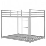 ZNTS Full over Full Metal Bunk Bed, Low Bunk Bed with Ladder, Silve 35681571