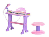 Pink 32-Key Kids Toy Piano Princess Style with Stool, MP3, Record, Flashing Lights & Microphone 66068426