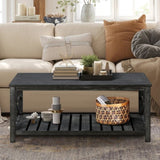 47 Inch Modern Coffee Table with Storage Shelf, Farmhouse Rectangle Living Room Center Table for W1445P162745