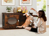 2-in-1 Dog Crate End Table - Rustic Brown, 88lbs Capacity, Farmhouse Style, 32.5"x18.5"x23.5" 48731244