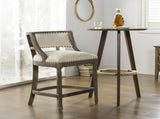 Paris 26.5" Farmhouse Counter Height Bar Stool with Backrest, Light Beige Linen B2719P238377