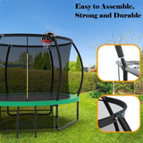 ZNTS 10FT Pumpkin Trampoline, Outdoor Trampoline with Basketball Hoop, Enclosure Net and Ladder W1163P148156