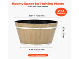 Set of 4 Large 11.81-inch Whiskey Barrel-Style Planters with Drainage Holes, Durable Plastic Flower 72196689