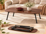 Foldable Coffee Table 31.5" x 15.7" x 17.7", Melamine Laminated MDF Tabletop & Metal Frame, Brown 37523729