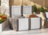 53 Gallon Large Outdoor PP Deck Box Waterproof Storage Box with Lockable Lid & Side Handles-Beige 53661892