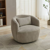34.25 "Wide Upholstered Corduroy 360&deg Swivel Barrel Soft Accent Chair with Pillow, Circular W3118P253971
