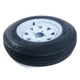 qty2 Trailer Tires & Rims Tubeless 4 Lug Wheel White Spoke 4 Ply 5.30-12 63337400