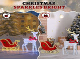 5ft Lighted Christmas Reindeer & Sleigh Outdoor Yard Decoration Set with LED Lights, Red & White 85467541