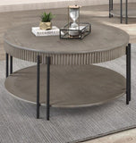 1pc Contemporary Round Coffee Table with Storage Shelf Black Brown Tan / Beige Finish Living Room B011P245444
