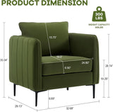 Accent Chair for Living Room, Velvet Comfy Single Sofa Chair Mid-Century Modern Armchair with 1 32033954