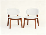 MidCentury Modern Dining Chairs Set of 2, Solid Rubber Wood Dining Side Chairs with Cream White PU W5599P547504
