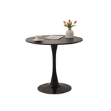 ZNTS 31.5" Round Dining Table, Mid-Century Black Tulip Table, Metal Base Pedestal Table for 2-4 70736045