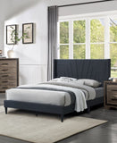 ZNTS Charcoal Color 1pc Queen Size Bed Burlap Fabric Headboard Upholstered Bedroom Furniture Platform B011P145822