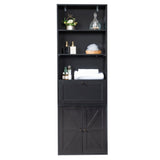 3-Layer 1 Drawer 2 Doors Double Z Shape Melamine Board 60*23.5*180cm Display Cabinet Black 55368679