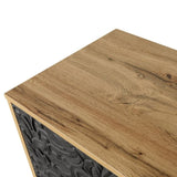Black Carved Symmetrical Design Door And Wood Coloured Frame For TV Stand Table,Living Room W1445P164172
