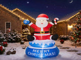 4.8FT Rotating Sitting Santa Inflatable, 4 LED Lights, 210D Polyester Christmas Decor, US Plug 93001971