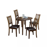 Kitchen 5pc Dining Set Round Dining Table And 4x Side Chairs Walnut, Dark Brown Transitional Solid B011P162634