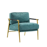 27.56" Modern Accent Chair with Plush Cushions, Minimalist Metal Frame, and Wooden Armrest Design N767P215306Z
