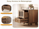 () 2-Drawer Bedside with Frosted Glass MDF and Melamine Veneer Bedside 82405492