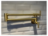 Gold Pot Filler Faucet Wall Mount Kitchen Folding Faucet with Double Joint Swing Arms, Two Handle T3177P277528