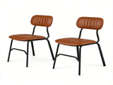Set of 2 Armless Modern PU Leather Dining Chairs with Ergonomic Inclined Backrest, Rivet Decor Heavy 95747344