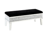 ZNTS ACME Noralie BENCH W/STORAGE Mirrored & Faux Diamonds AC00535