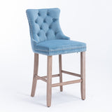 ZNTS Contemporary Velvet Upholstered Barstools with Button Tufted Decoration and Wooden Legs, and Chrome W1143P177582