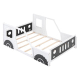 Full Size Classic Car-Shaped Platform Bed with Wheels,White WF306743AAK