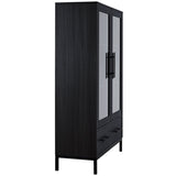60'' Tall Display with Tempered Glass Door, LED Lighting, Two Drawers, Modern Style Storage N845P261801B