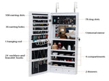 Full Mirror Wooden Wall Mounted 4-Layer Shelf 2 Drawers With Inner Mirror 8 Blue LED Light Jewelry 20257900