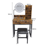 Makeup Vanity with LED Lights&3 Color and Power Outlet Makeup Vanity Table with 2 big Drawers with W509P297015