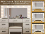 Vanity Desk Set with Large Lighted Mirror and Powre Outlet, Glass Top Makeup with 9 Drawers, 08262399