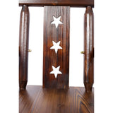 Rustic Bar Stool - Fir Wood Construction, Chair withDecorative Star Backrest, Footrest,Wide Armrest, W465P221179